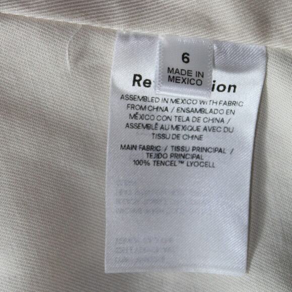 Reformation Women's Devin Cropped Ivory Oyster Twill Vest Top Size 6 - Picture 4 of 11